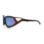 Swan Down Temple Curved Wrap Cat Eye Sport Plastic Sunglasses