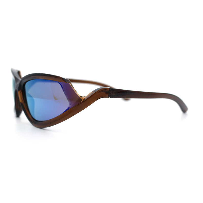 Swan Down Temple Curved Wrap Cat Eye Sport Plastic Sunglasses
