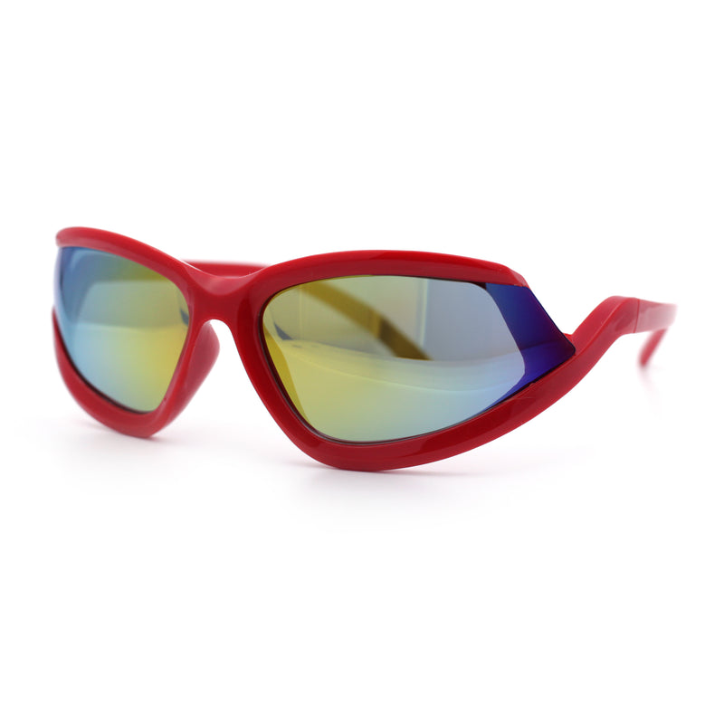 Swan Down Temple Curved Wrap Cat Eye Sport Plastic Sunglasses