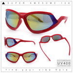 Swan Down Temple Curved Wrap Cat Eye Sport Plastic Sunglasses