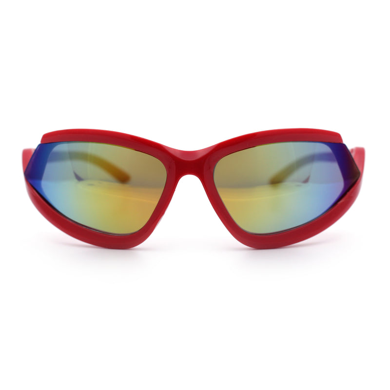 Swan Down Temple Curved Wrap Cat Eye Sport Plastic Sunglasses
