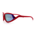Swan Down Temple Curved Wrap Cat Eye Sport Plastic Sunglasses