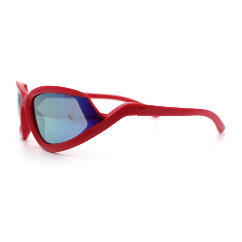 Swan Down Temple Curved Wrap Cat Eye Sport Plastic Sunglasses