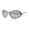Swan Down Temple Curved Wrap Cat Eye Sport Plastic Sunglasses