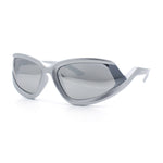 Swan Down Temple Curved Wrap Cat Eye Sport Plastic Sunglasses