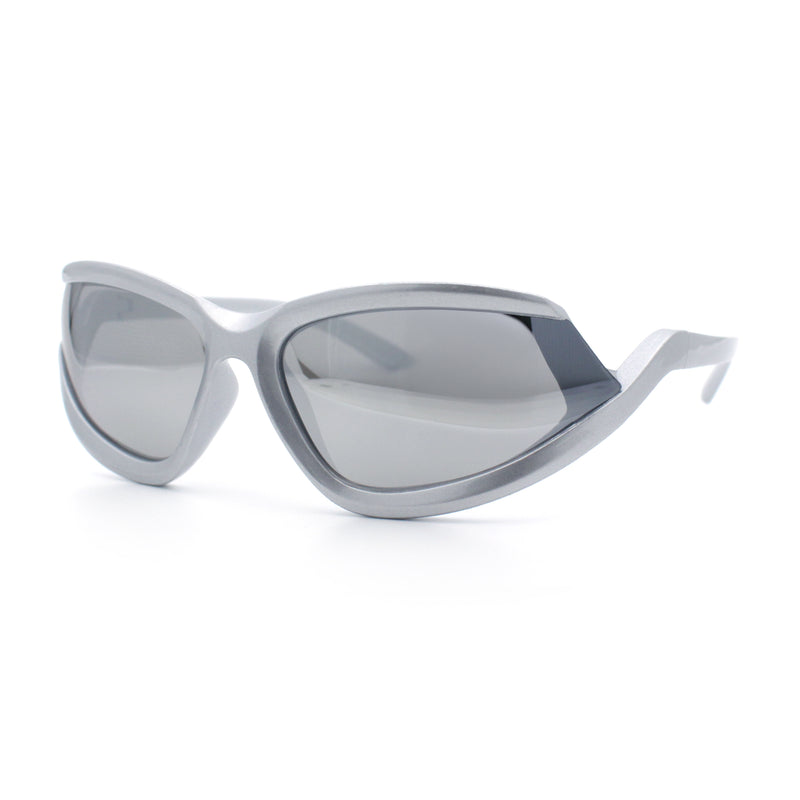 Swan Down Temple Curved Wrap Cat Eye Sport Plastic Sunglasses