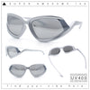Swan Down Temple Curved Wrap Cat Eye Sport Plastic Sunglasses