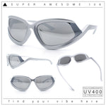 Swan Down Temple Curved Wrap Cat Eye Sport Plastic Sunglasses
