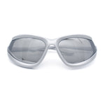 Swan Down Temple Curved Wrap Cat Eye Sport Plastic Sunglasses