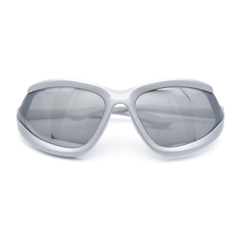 Swan Down Temple Curved Wrap Cat Eye Sport Plastic Sunglasses