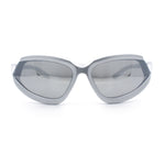 Swan Down Temple Curved Wrap Cat Eye Sport Plastic Sunglasses