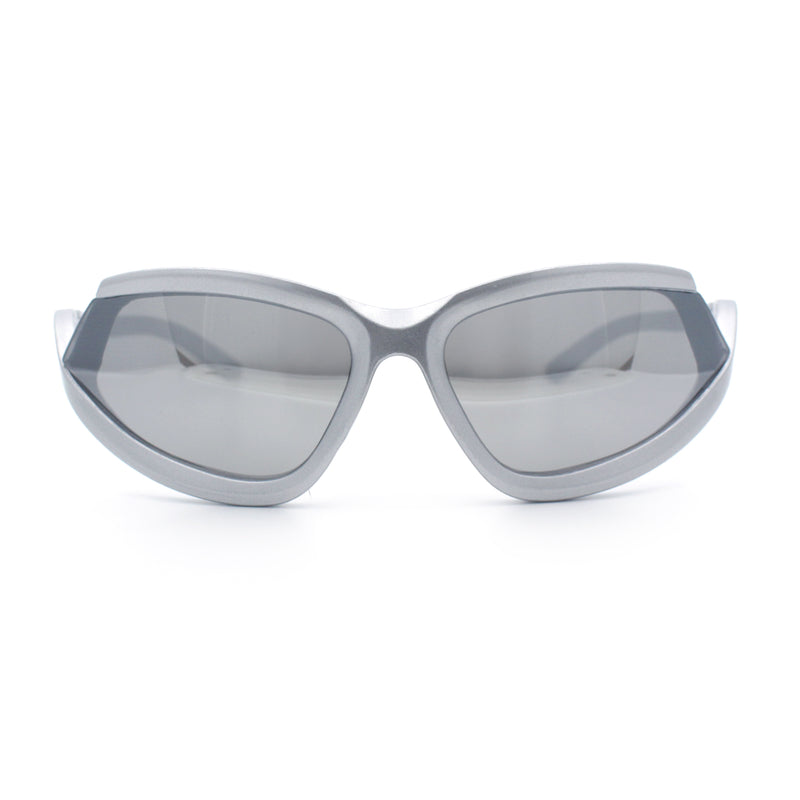 Swan Down Temple Curved Wrap Cat Eye Sport Plastic Sunglasses