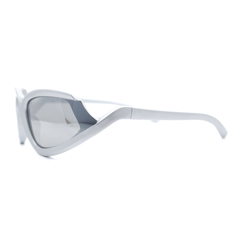 Swan Down Temple Curved Wrap Cat Eye Sport Plastic Sunglasses