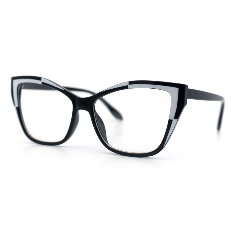 Womens Oversized Cat Eye Geometric lightening Bolt Print Sunglasses