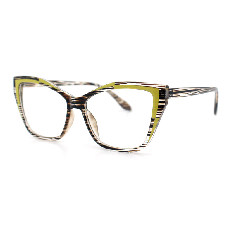 Womens Oversized Cat Eye Geometric lightening Bolt Print Sunglasses