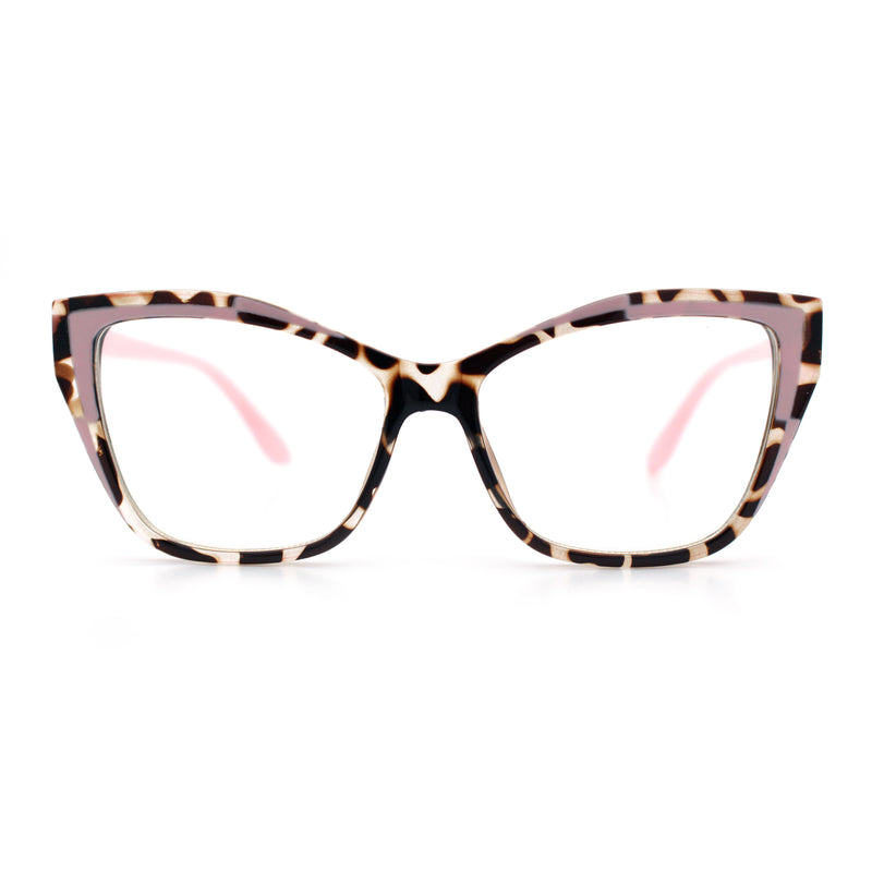 Womens Oversized Cat Eye Geometric lightening Bolt Print Sunglasses