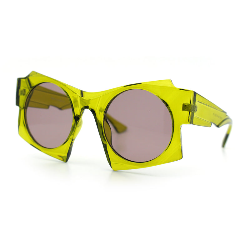 Retro Square Round Circle Lens Plastic Geometric Mod Sunglasses