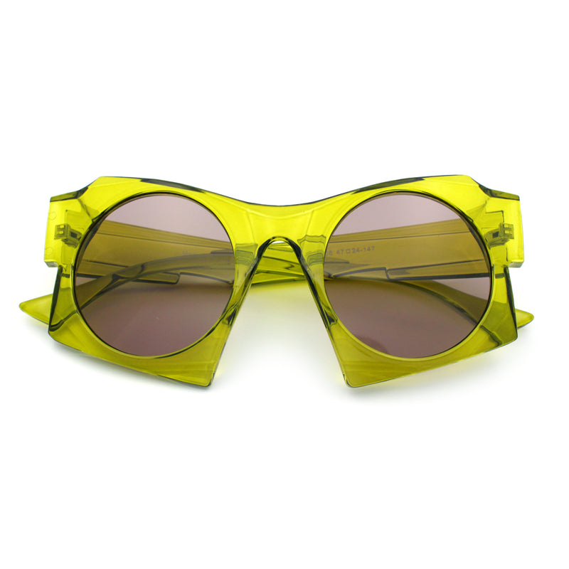 Retro Square Round Circle Lens Plastic Geometric Mod Sunglasses