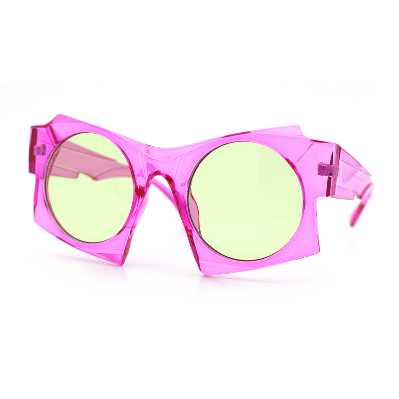 Retro Square Round Circle Lens Plastic Geometric Mod Sunglasses
