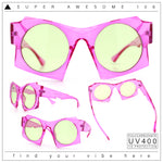 Retro Square Round Circle Lens Plastic Geometric Mod Sunglasses