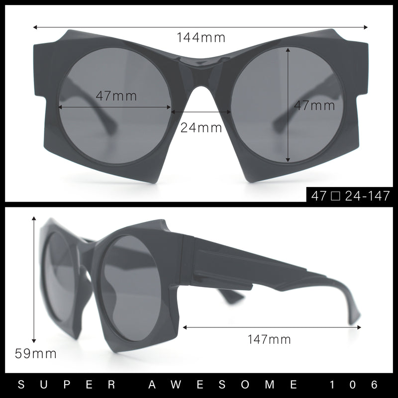 Retro Square Round Circle Lens Plastic Geometric Mod Sunglasses
