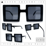 Super Fun Comic Unique Half Mirror Square Rectangle Plastic Sunglasses