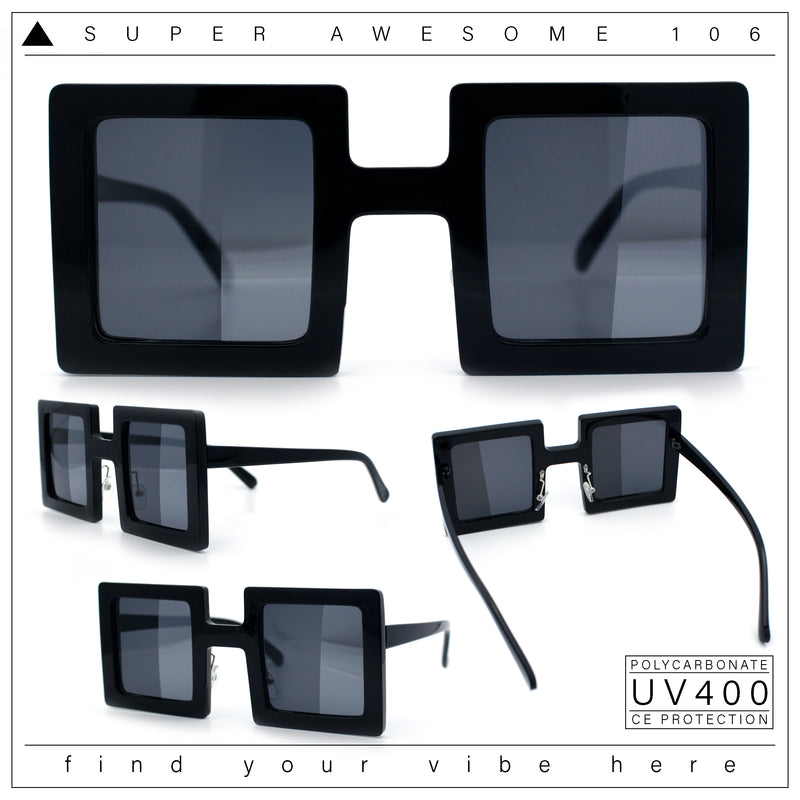 Super Fun Comic Unique Half Mirror Square Rectangle Plastic Sunglasses