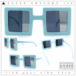 Super Fun Comic Unique Half Mirror Square Rectangle Plastic Sunglasses