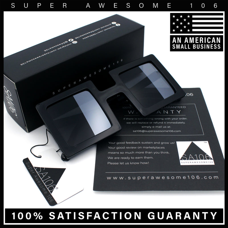 Super Fun Comic Unique Half Mirror Square Rectangle Plastic Sunglasses