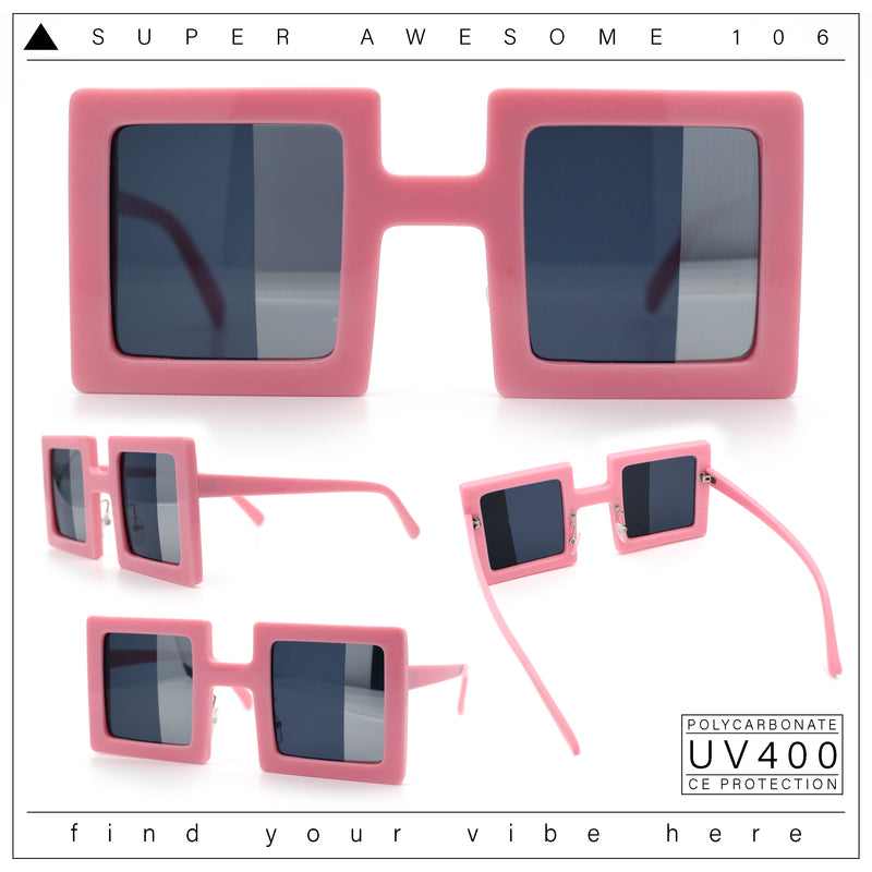 Super Fun Comic Unique Half Mirror Square Rectangle Plastic Sunglasses