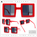 Super Fun Comic Unique Half Mirror Square Rectangle Plastic Sunglasses