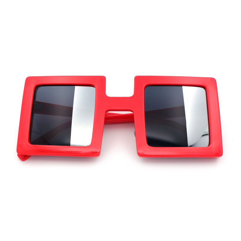 Super Fun Comic Unique Half Mirror Square Rectangle Plastic Sunglasses