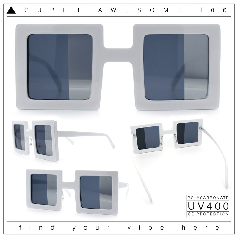 Super Fun Comic Unique Half Mirror Square Rectangle Plastic Sunglasses