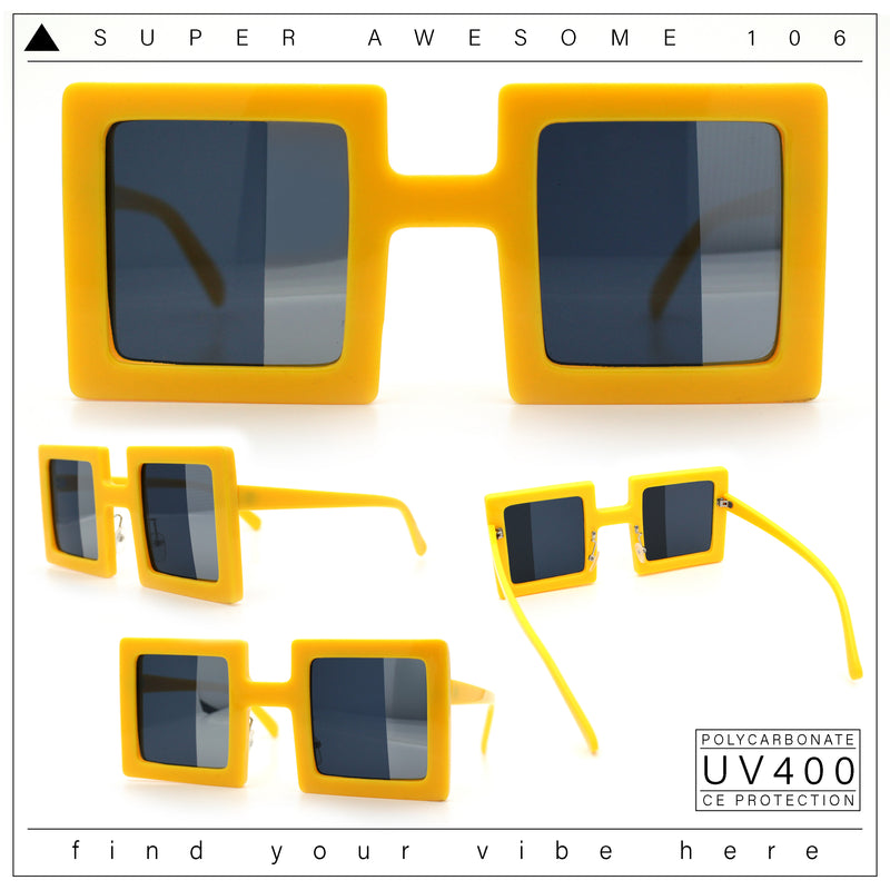 Super Fun Comic Unique Half Mirror Square Rectangle Plastic Sunglasses