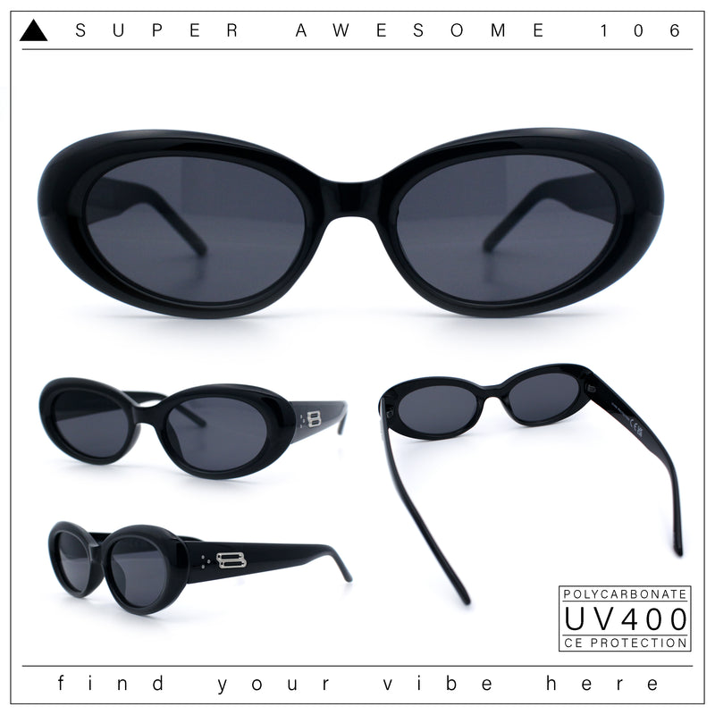 Womens Mod Classy Oval Thick Plastic Fashion Sunglasses