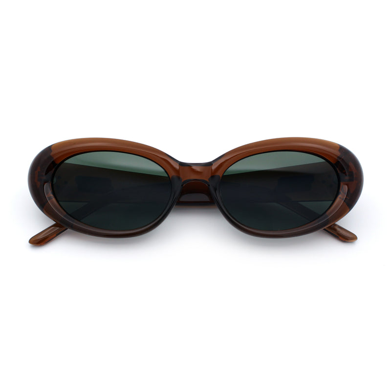 Womens Mod Classy Oval Thick Plastic Fashion Sunglasses