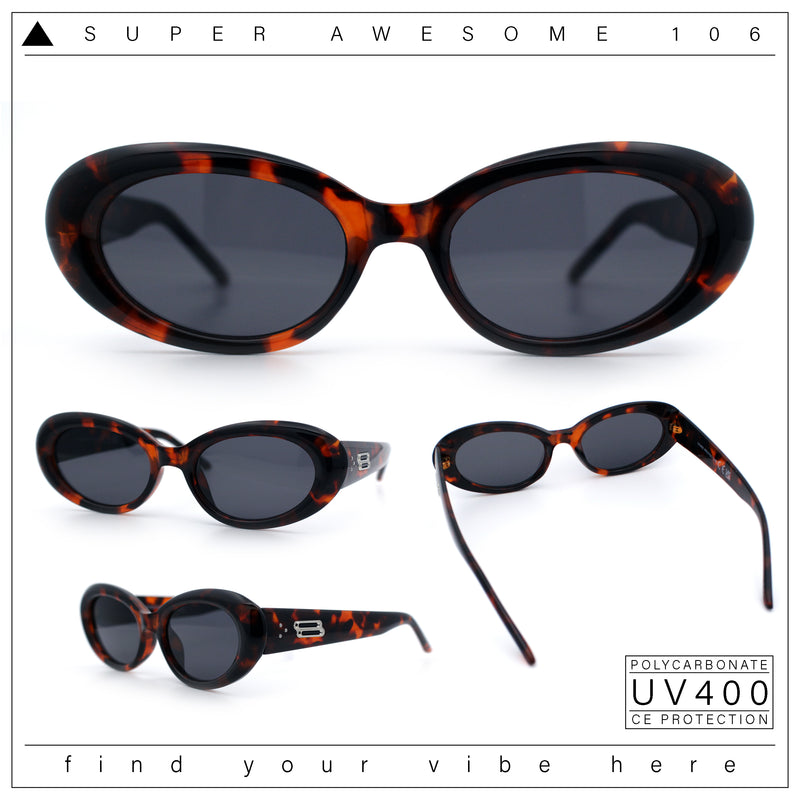 Womens Mod Classy Oval Thick Plastic Fashion Sunglasses