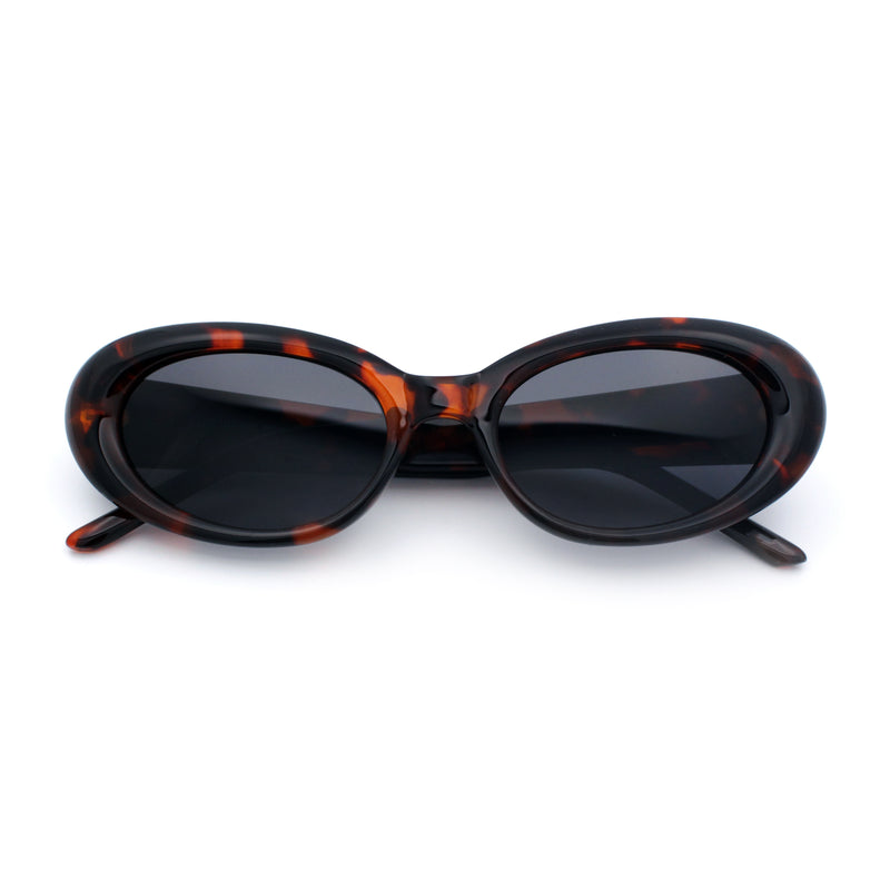 Womens Mod Classy Oval Thick Plastic Fashion Sunglasses