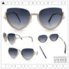 Womens Upside Down Half Rim Bling Pearl Metal Frame Cat Eye Sunglasses