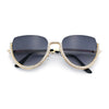Womens Upside Down Half Rim Bling Pearl Metal Frame Cat Eye Sunglasses