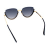 Womens Upside Down Half Rim Bling Pearl Metal Frame Cat Eye Sunglasses