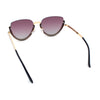 Womens Upside Down Half Rim Bling Pearl Metal Frame Cat Eye Sunglasses