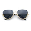 Womens Upside Down Half Rim Bling Pearl Metal Frame Cat Eye Sunglasses