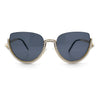 Womens Upside Down Half Rim Bling Pearl Metal Frame Cat Eye Sunglasses