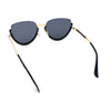 Womens Upside Down Half Rim Bling Pearl Metal Frame Cat Eye Sunglasses