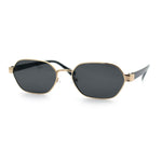Gentlemanly Octagonal Narrow Rectangle Metal Rim Hipster Sunglasses