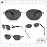Gentlemanly Octagonal Narrow Rectangle Metal Rim Hipster Sunglasses