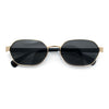Gentlemanly Octagonal Narrow Rectangle Metal Rim Hipster Sunglasses