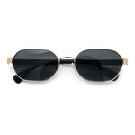 Gentlemanly Octagonal Narrow Rectangle Metal Rim Hipster Sunglasses