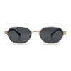 Gentlemanly Octagonal Narrow Rectangle Metal Rim Hipster Sunglasses